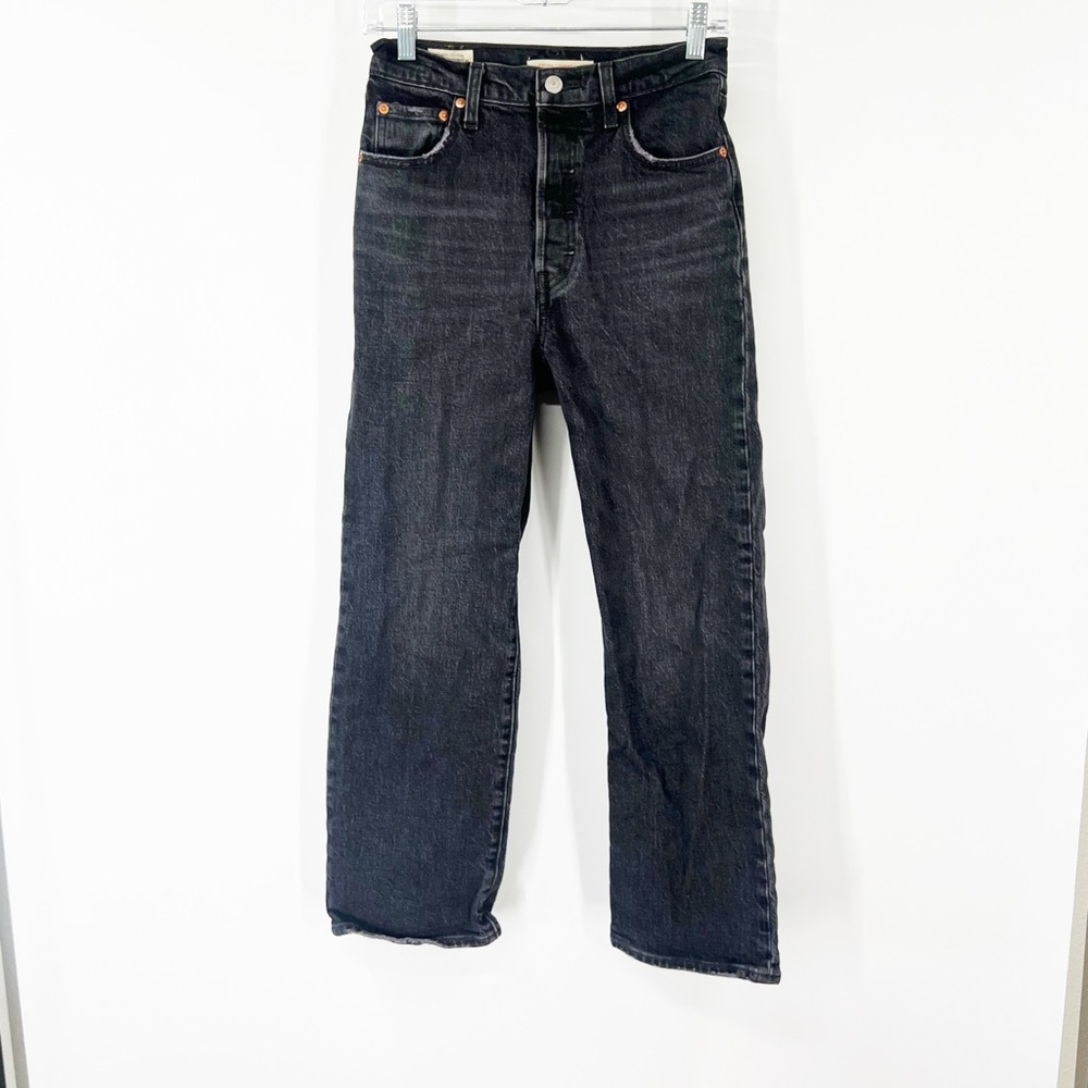 Levi’s Ribcage Straight Button Fly Jeans Black High Rise